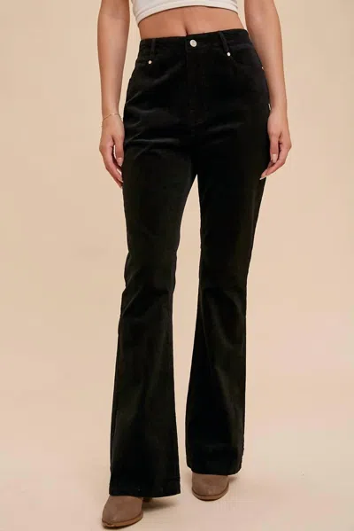 In-loom High Rise Boot Cut Corduroy Pants In Black