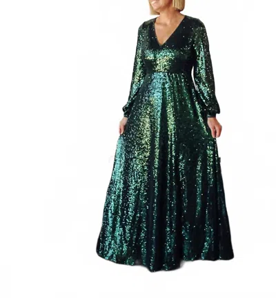 In-loom Holiday Sequin Dress In Gree In Green