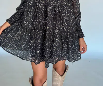 In-loom Hudson Floral Mini Dress In Black