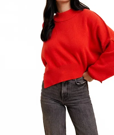 In-loom Izzy Cropped Pullover Sweater In Lava In Red