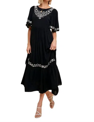 In-loom Just For Fun Embroidered Midi Dress In Black