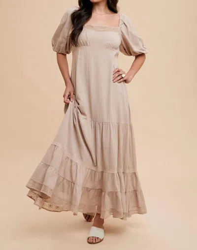 In-loom Lace Inset Maxi Dress In Linen