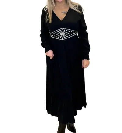 In-loom Laura Embroidered Maxi Dress In Black