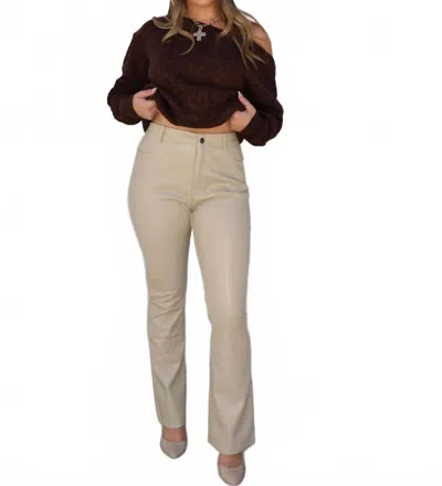 In-loom Lenora Vegan Leather Pants In Beige In Neutral
