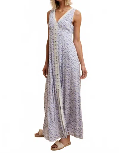 In-loom Lily Button Down Maxi Dress In Blue In White