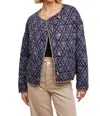 In-loom Printed Quilt Jacket In Midnight Floral In Multi