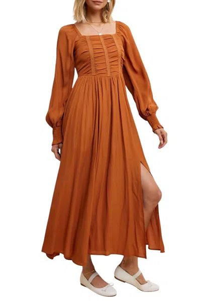In-loom Ruched Maxi Dress In Rust In Multi