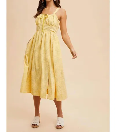 In-loom Sleeveless Gingham Plaid Dress In Butter Yellow In Multi