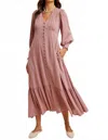 In-loom Swiss Dot Button Down Maxi Dress In Rose Tea In Pink