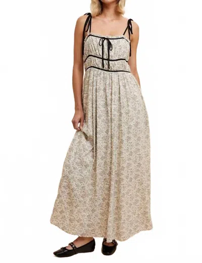 In-loom Vivian Contrast Trim Maxi Dress In Floral In Neutral
