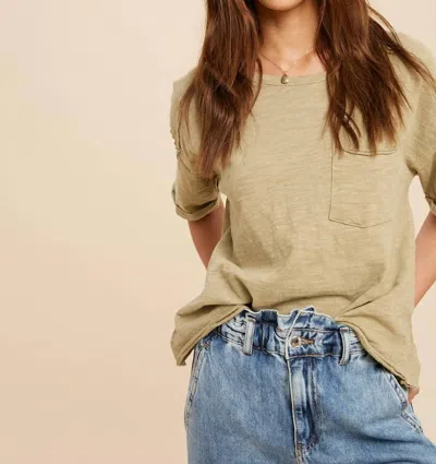 In-loom Washed Short Sleeve Pocket Tee In Light Olive In Multi