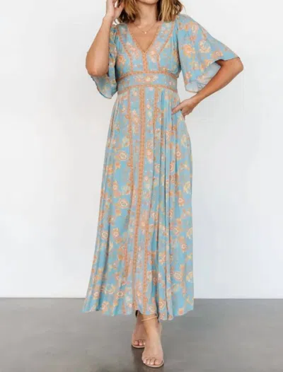 In-loom Wildflower Waltz Dress In Dusty Blue