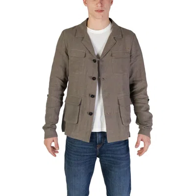 In My Hood Green Linen Blazer In Gray