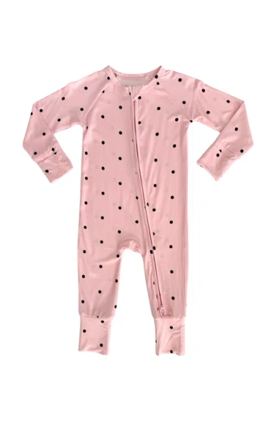 In My Jammers Babies'  Polka Dot Zipper Romper In Pink