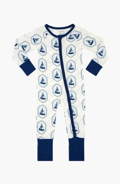 In My Jammers Babies'  Summer Sail Zipper Romper In Blue