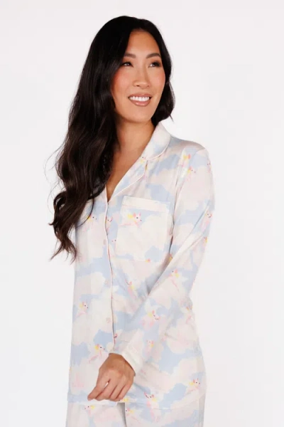 In My Sundays Long Sleeve & Cropped Pant Pajama Set In Blue