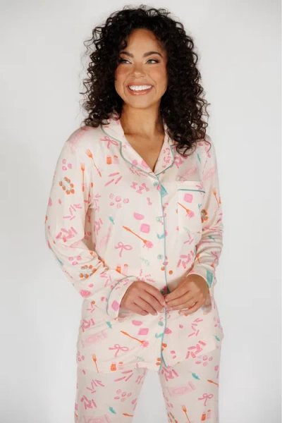 In My Sundays Long Sleeve & Cropped Pant Pajama Set In Pink