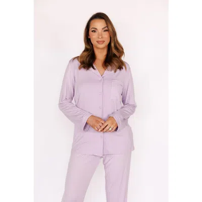 In My Sundays Long Sleeve & Pant Pajama Set In Purple