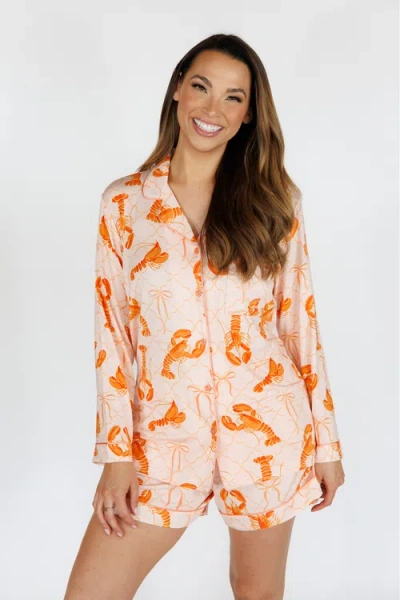 In My Sundays Long Sleeve & Short Pajama Set In Neutral