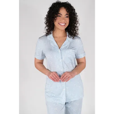 In My Sundays Short Sleeve & Cropped Pant Pajama Set In Blue