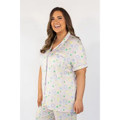 In My Sundays Short Sleeve & Cropped Pant Pajama Set In Purple