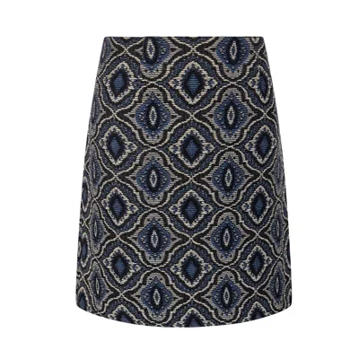 In Our Name Women's Meru Blue & Black Jacquard Skirt