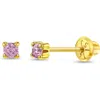 In Season Jewelry 14k 4 Prong Cubic Zirconia Solitaire Earrings In Pink