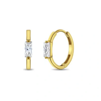 In Season Jewelry Kids'  14k Baguette Cut Huggie Earrings In Gold