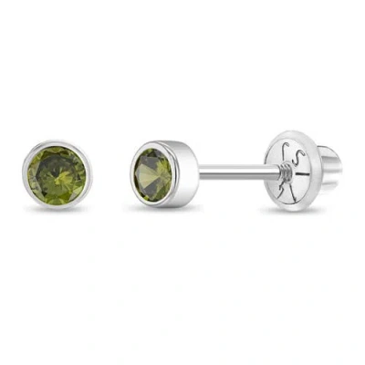 In Season Jewelry Kids'  14k Bezel Cubic Zirconia Earrings In August