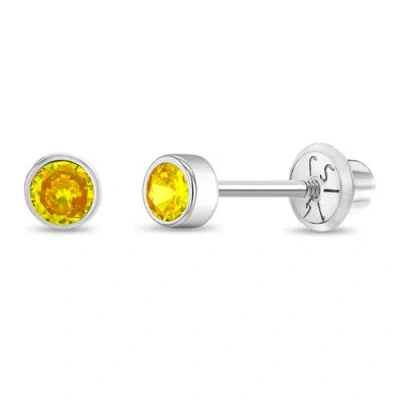In Season Jewelry Kids'  14k Bezel Cubic Zirconia Earrings In November