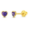 In Season Jewelry Babies'  14k Bezel Cubic Zirconia Heart Earrings In Purple