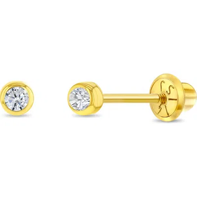 In Season Jewelry Babies'  14k Bezel Set Diamond Earrings In Gold