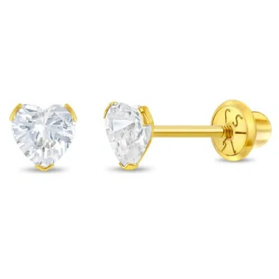 In Season Jewelry Kids'  14k Birthstone Cubic Zirconia Heart Earrings In April