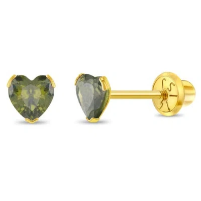 In Season Jewelry Kids'  14k Birthstone Cubic Zirconia Heart Earrings In August