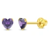 In Season Jewelry Kids'  14k Birthstone Cubic Zirconia Heart Earrings In February