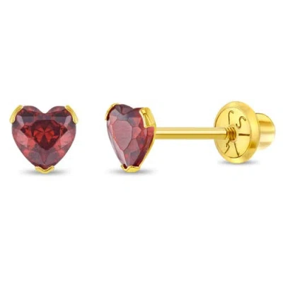 In Season Jewelry Kids'  14k Birthstone Cubic Zirconia Heart Earrings In January