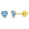 In Season Jewelry Kids'  14k Birthstone Cubic Zirconia Heart Earrings In March