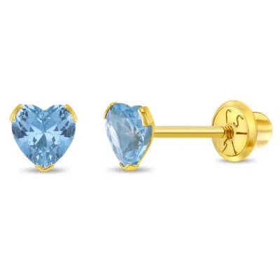 In Season Jewelry Kids'  14k Birthstone Cubic Zirconia Heart Earrings In March