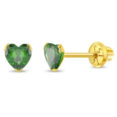 In Season Jewelry Kids'  14k Birthstone Cubic Zirconia Heart Earrings In May