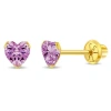 In Season Jewelry Kids'  14k Birthstone Cubic Zirconia Heart Earrings In October