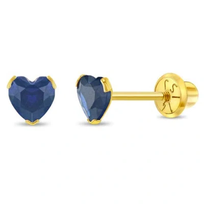 In Season Jewelry Kids'  14k Birthstone Cubic Zirconia Heart Earrings In September
