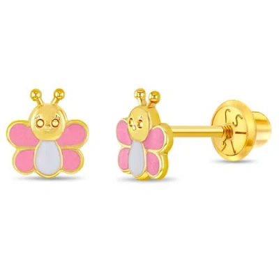 In Season Jewelry Babies'  14k Busy Bee Earrings In Pink