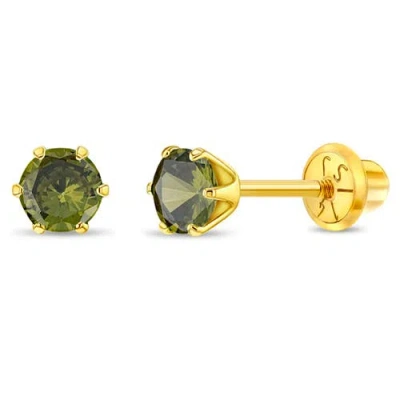 In Season Jewelry Babies'  14k Classic Prong Solitaire Earrings In August