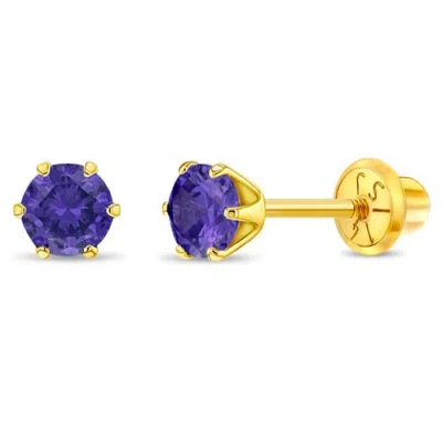 In Season Jewelry Babies'  14k Classic Prong Solitaire Earrings In February