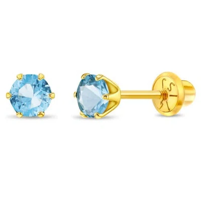 In Season Jewelry Babies'  14k Classic Prong Solitaire Earrings In March