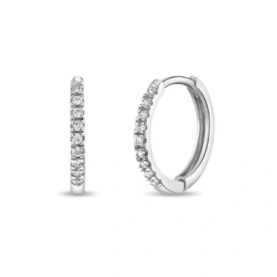 In Season Jewelry Kids'  14k Clear Cubic Zirconia Encrusted Hoop Earrings In Silver