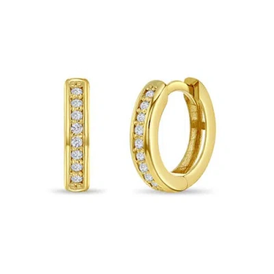 In Season Jewelry Babies'  14k Clear Cubic Zirconia Huggie Hoops In Gold