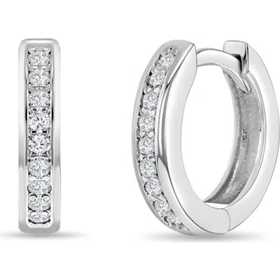 In Season Jewelry Babies'  14k Clear Cubic Zirconia Huggie Hoops In Silver