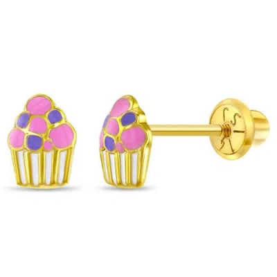 In Season Jewelry Kids'  14k Colorful Cupcake Earrings In Pink