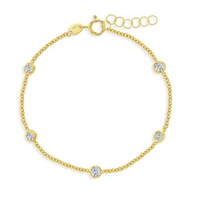 In Season Jewelry Kids'  14k Cubic Zirconia Bezel Set Bracelet In Gold